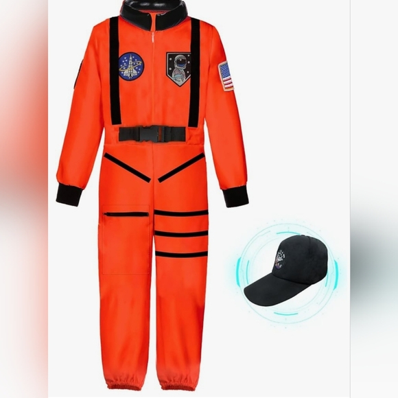 Halloween Space Outfit with Jumpsuit and Cap Included Orange Medium - Picture 1 of 16